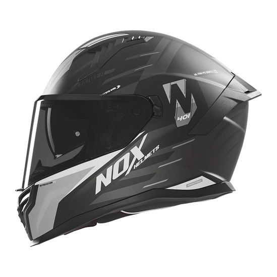 NOX N401 Crower, integrální přilba, černá matná, stříbrná