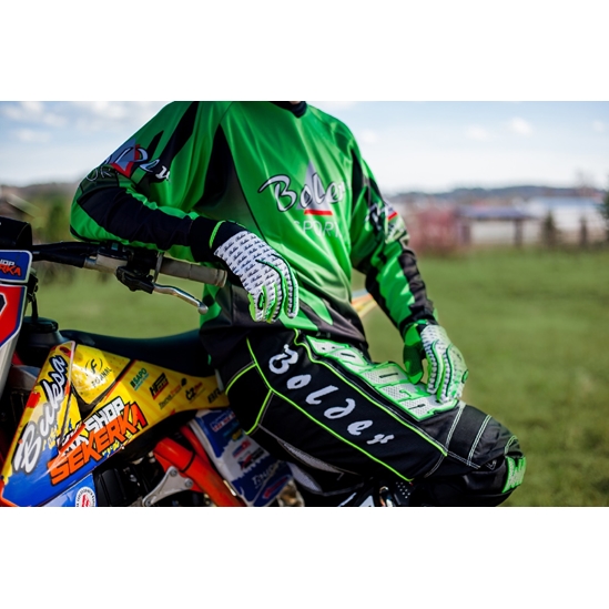 BOLDER 38 Kalhoty Motocross Kids černo - zelená