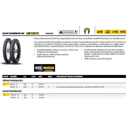 DUNLOP EN91 120/90 R18 65R TT GEOMAX