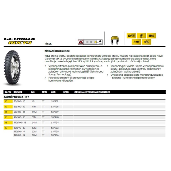 DUNLOP MX14 110/90-19 62M TT GEOMAX