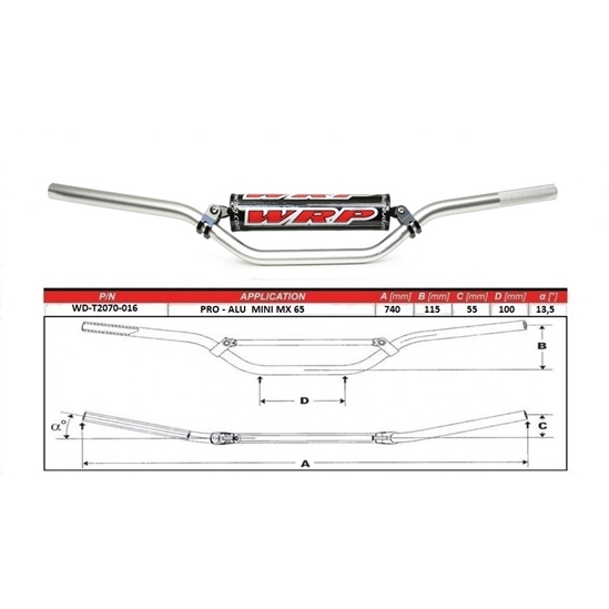 WRP PRO-ALU 22mm řidítka MINI MX 65 stříbrná