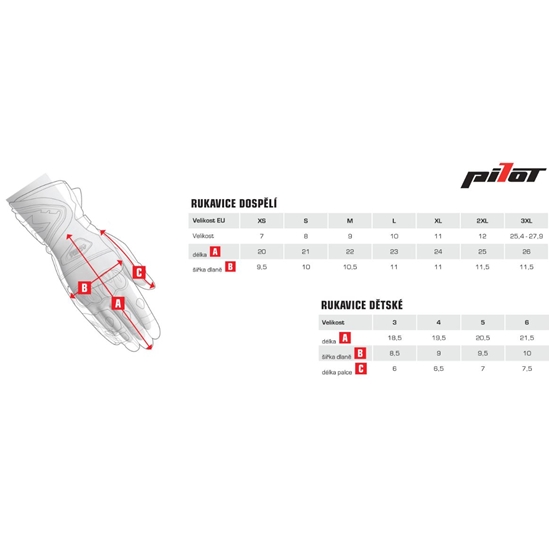 PILOT, rukavice dětské (černá/červená)